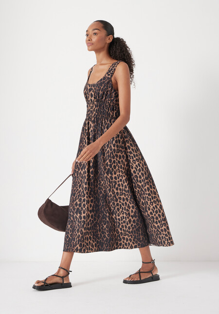 Air Flow Gathered Straps Midi Dress