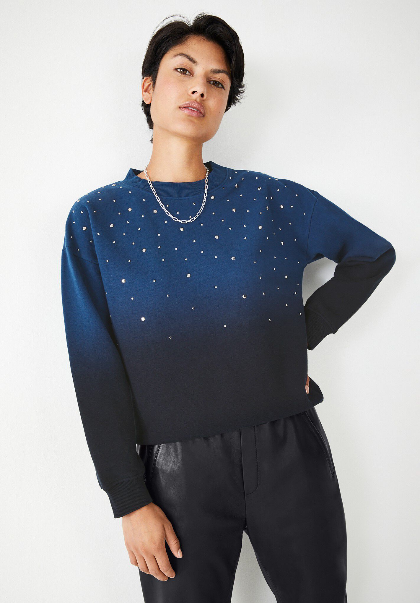 Navy blue ombre cotton sales sweatshirt