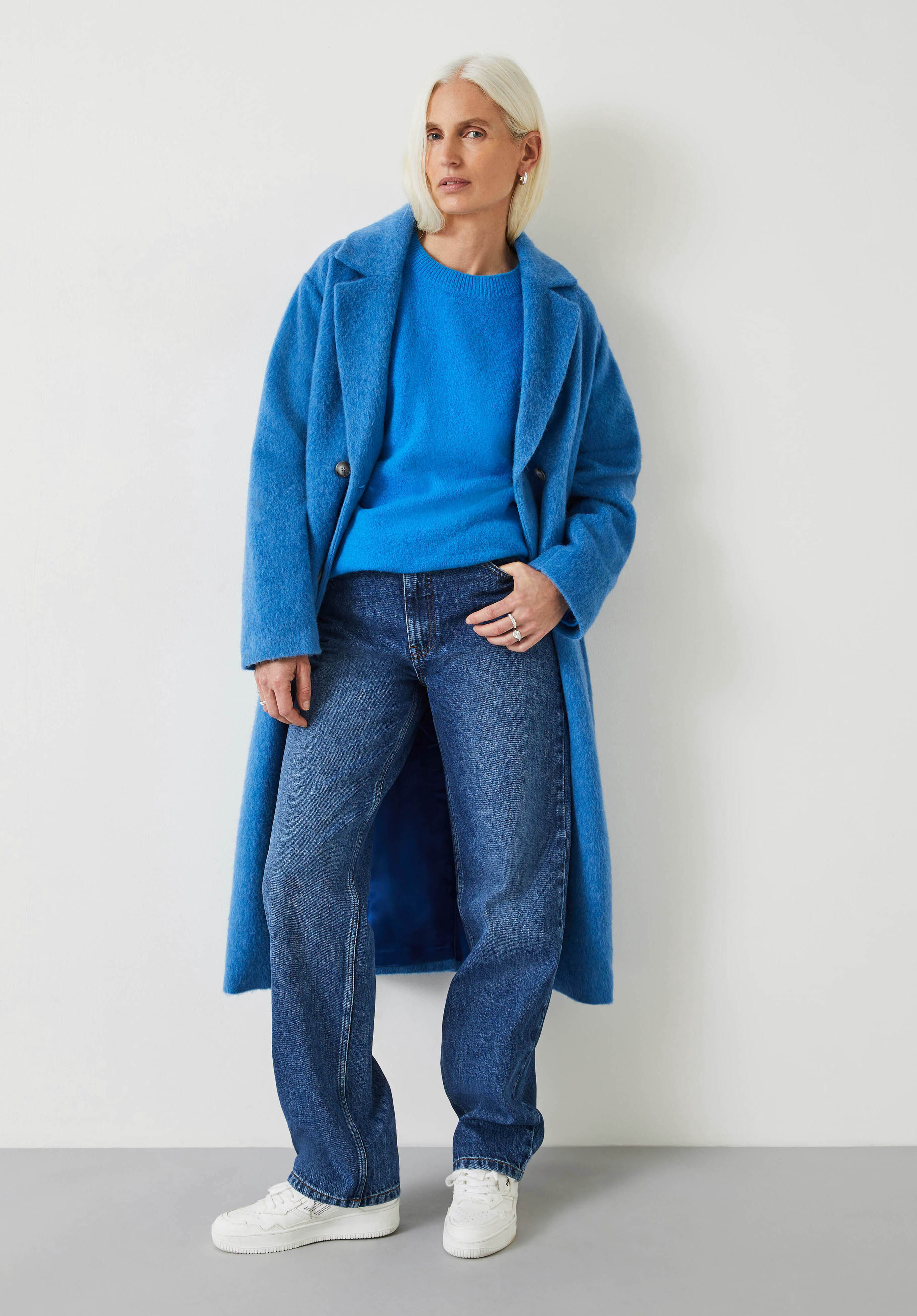 Maren Crew Neck Wool Blend Jumper Bright Blue hush