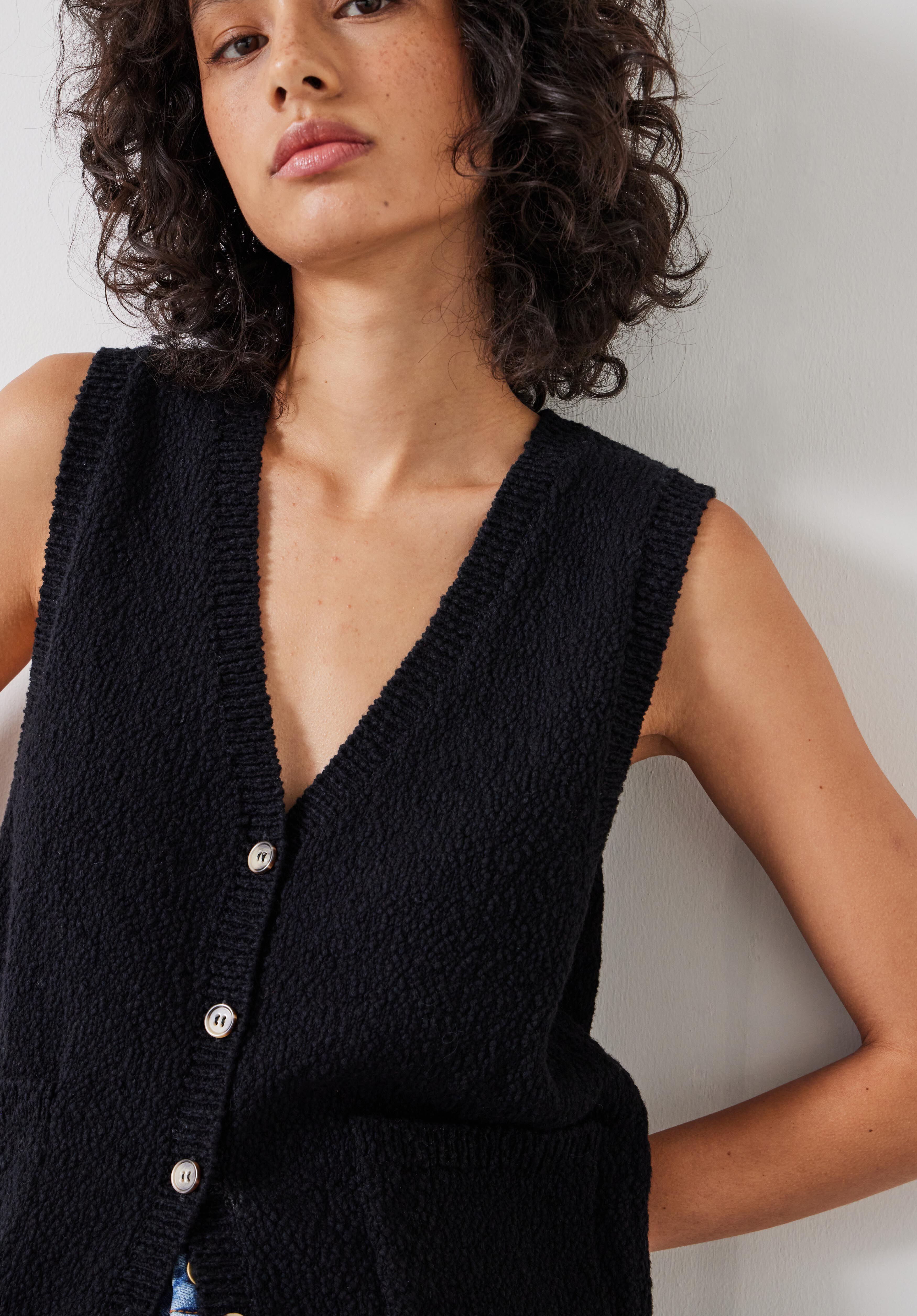 Womens black knitted waistcoat top