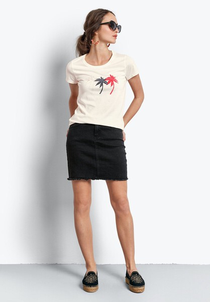 Black Raw Edge Denim Mini Skirt