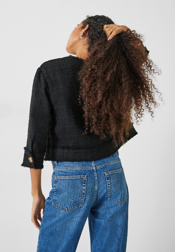 Saffron  Collarless Boucle Jacket