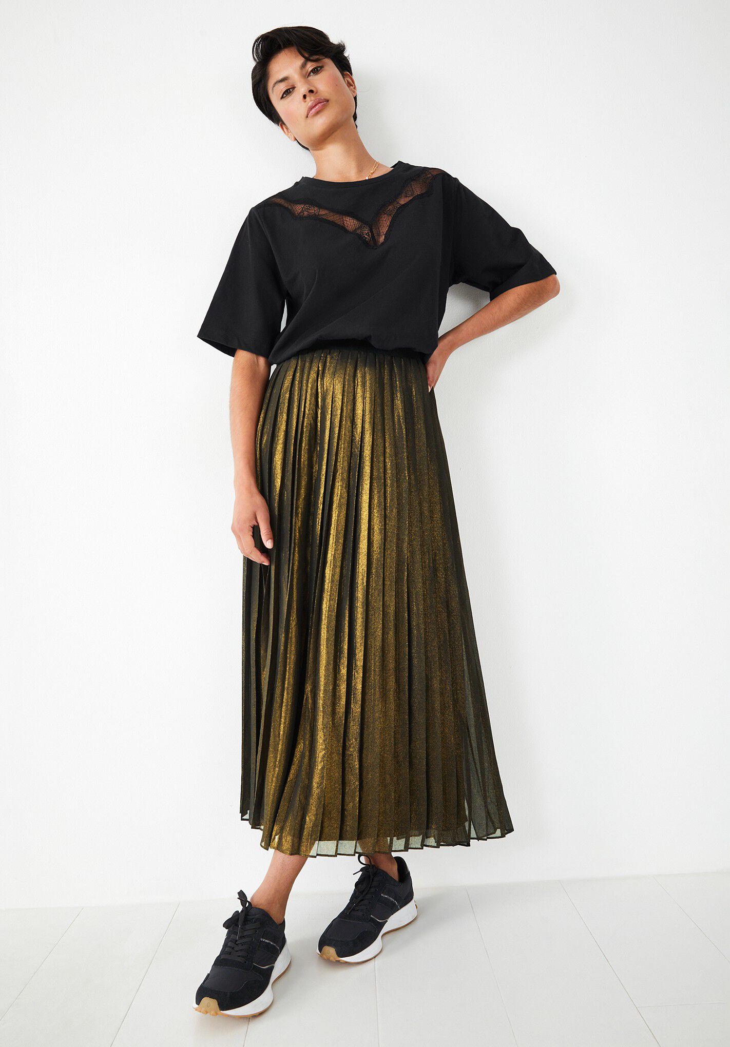 Hush metallic pleated skirt bronze new arrivals