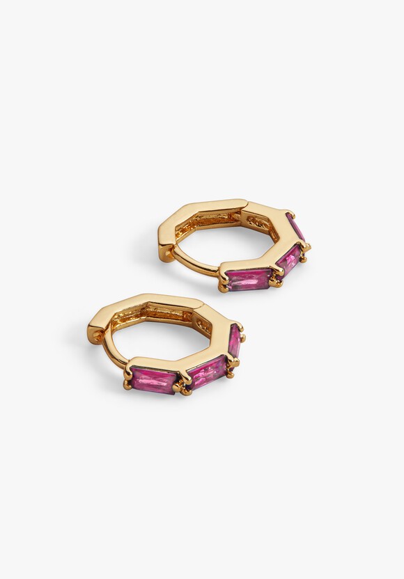Birthstone Huggie Hoop Earrings