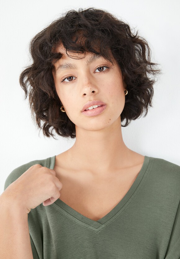 V Neck Wide Jersey Top 