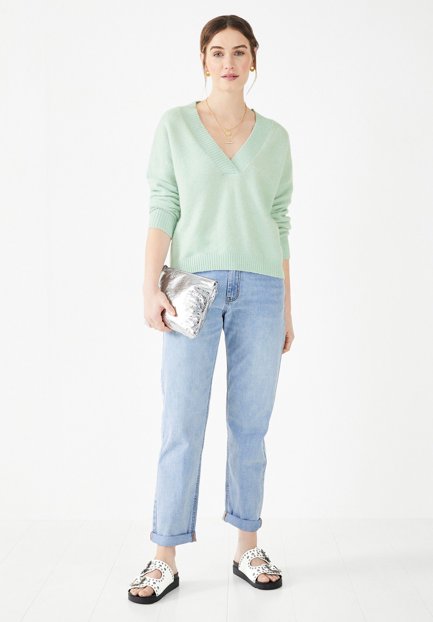 Cropped jumper with shirt underneath shop