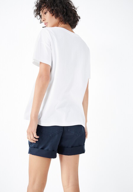 Linen Blend Deep V T-Shirt
