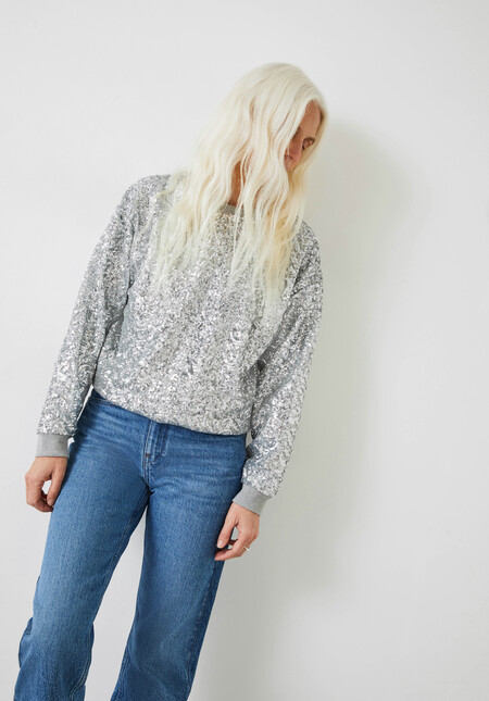 Silver Sequin Sweatshirt