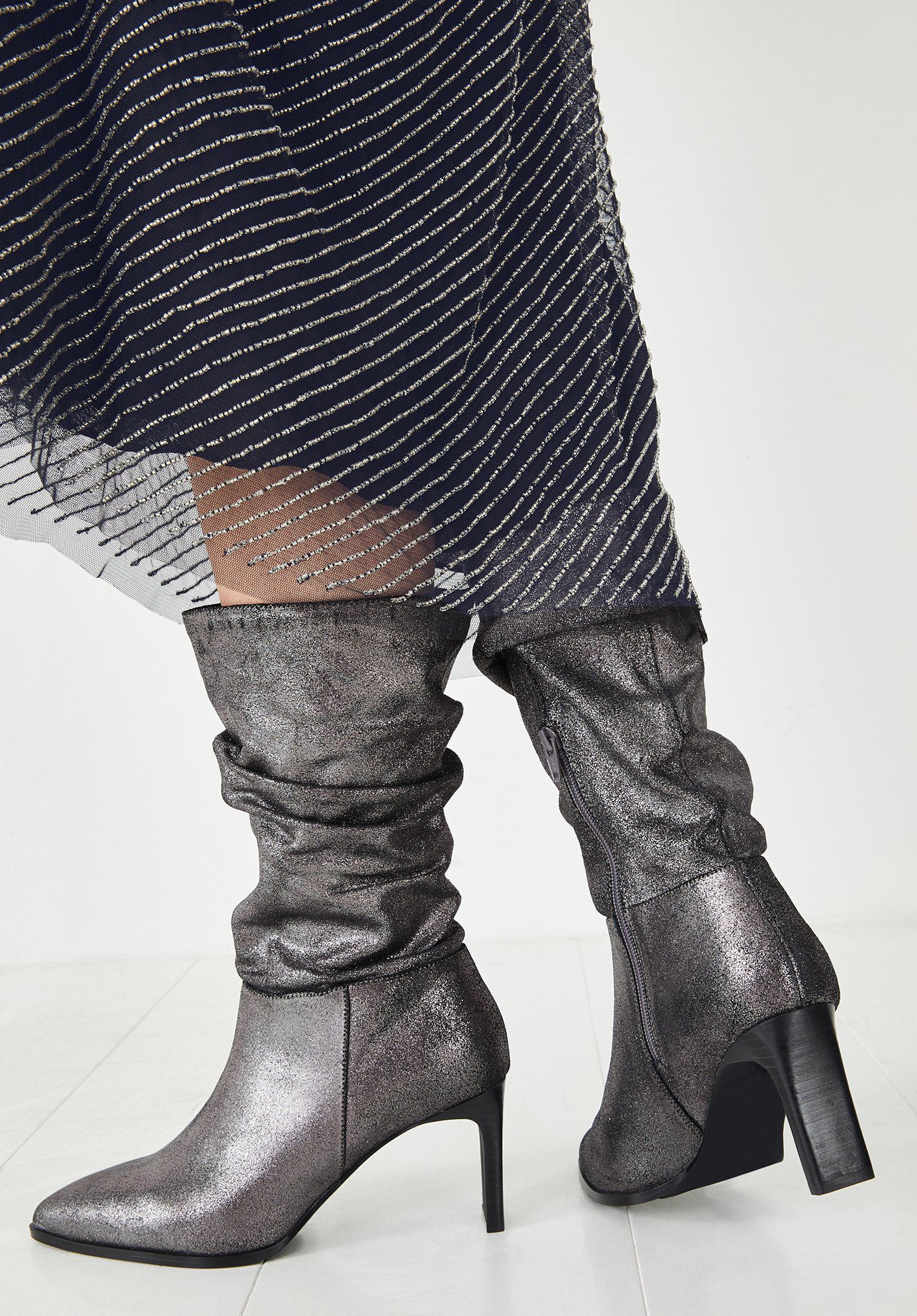 Grey metallic boots online