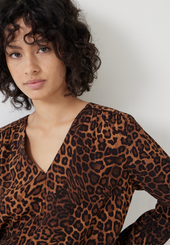 Printed V-Neck Blouse