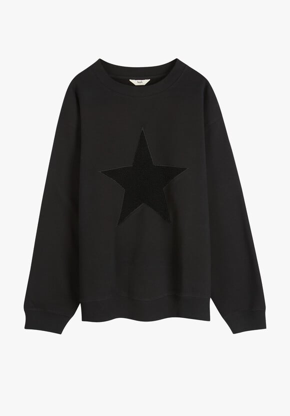 Simran Star Texture Sweatshirt | Black | hush