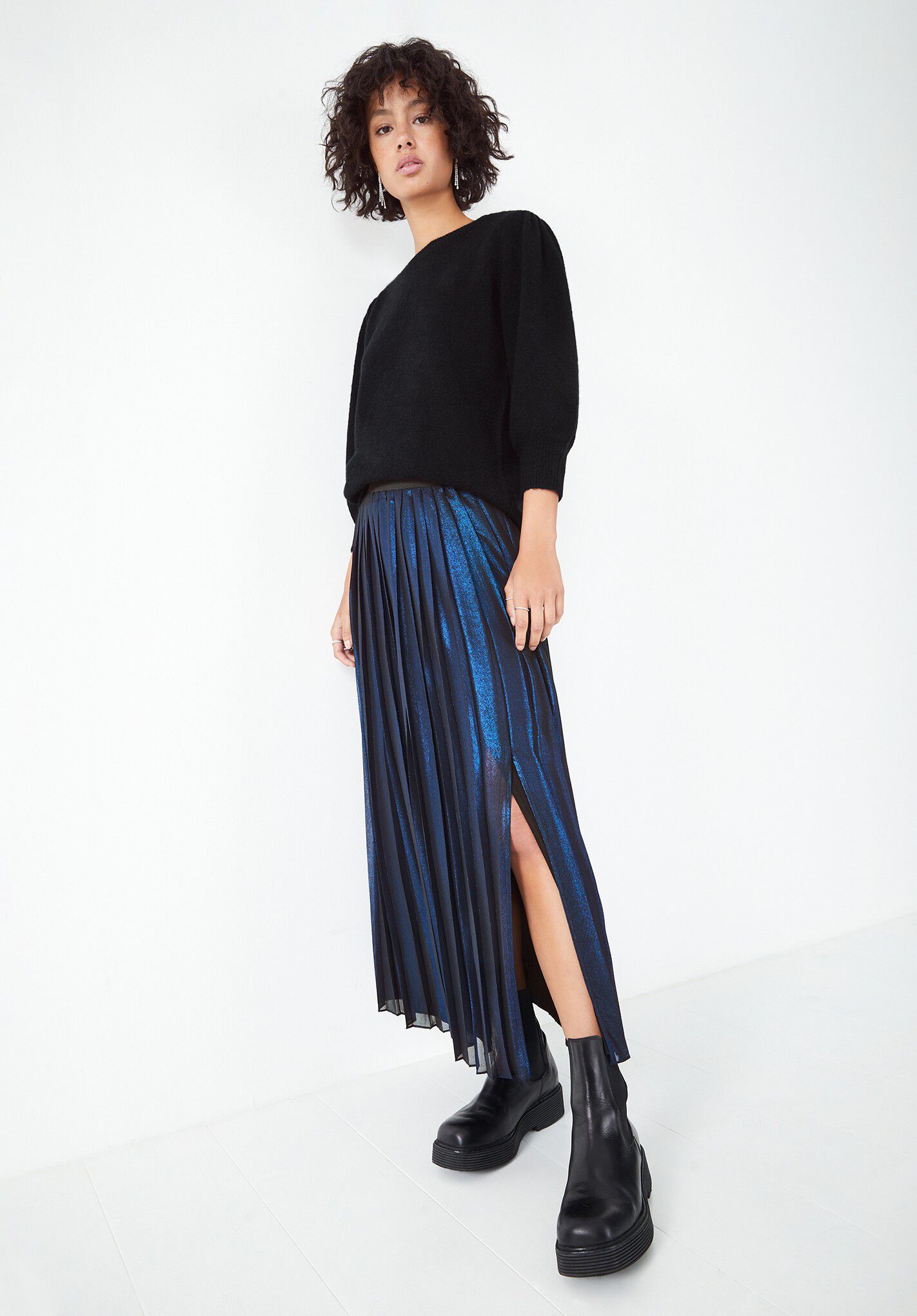 Hush metallic pleated outlet skirt bronze