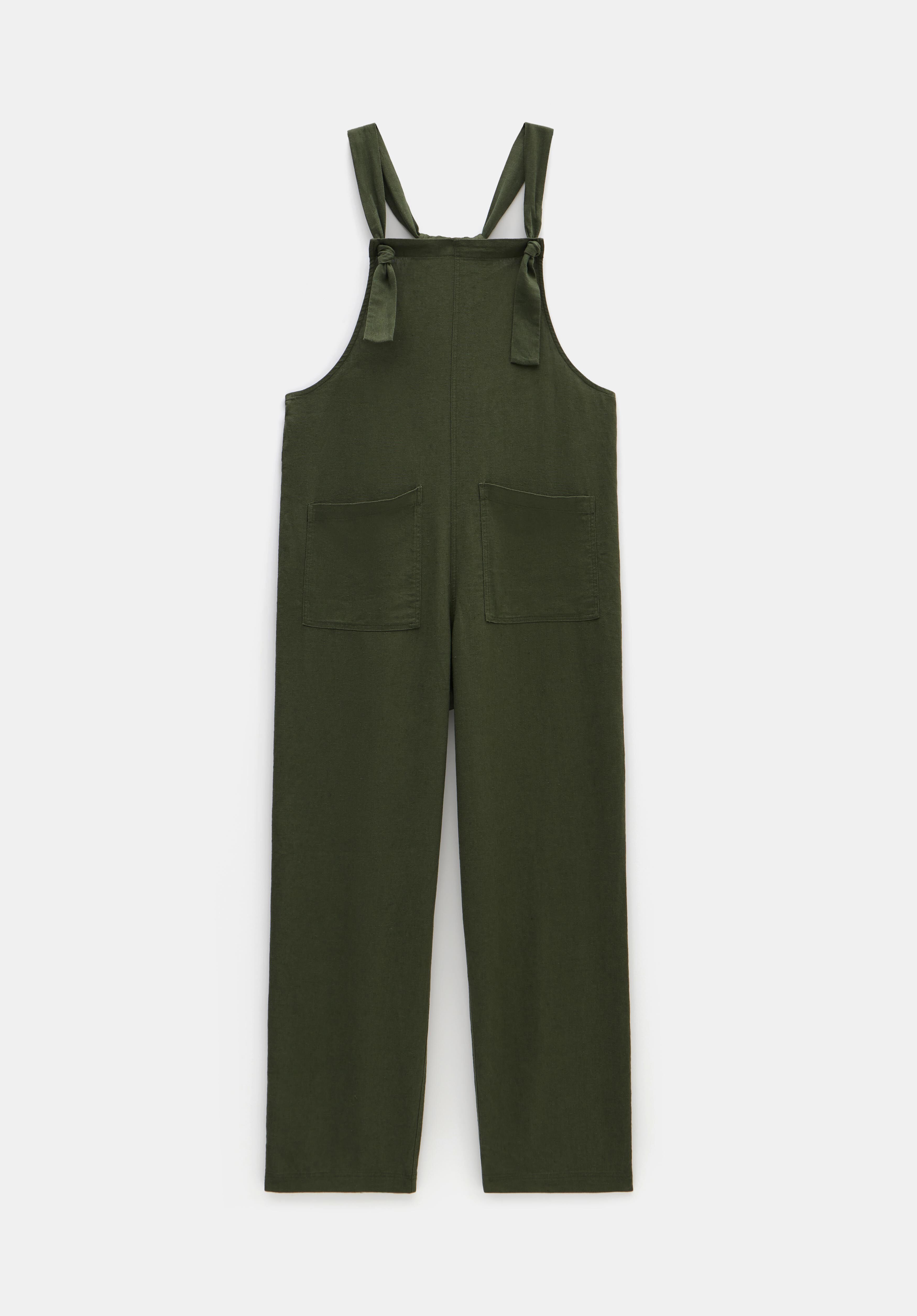 Linen Summer Overalls Olive hush
