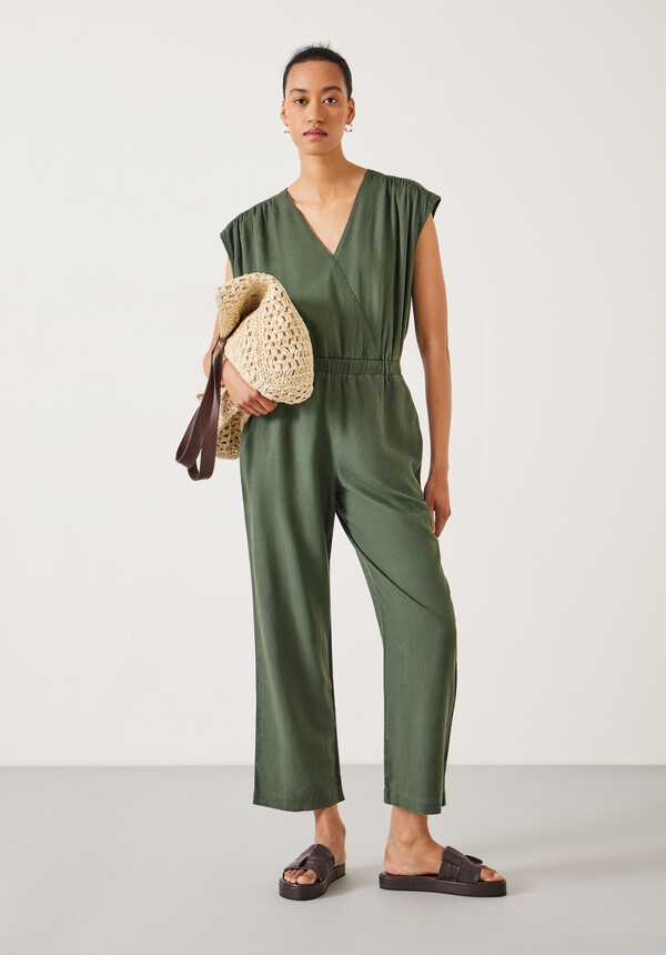 Wrap Linen Blend Jumpsuit