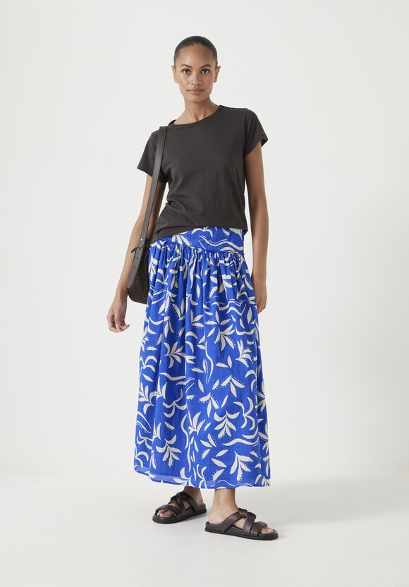 Printed Midi Gathered Detail Skirt
