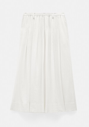 Ivy Pleated Linen Blend Midi Skirt