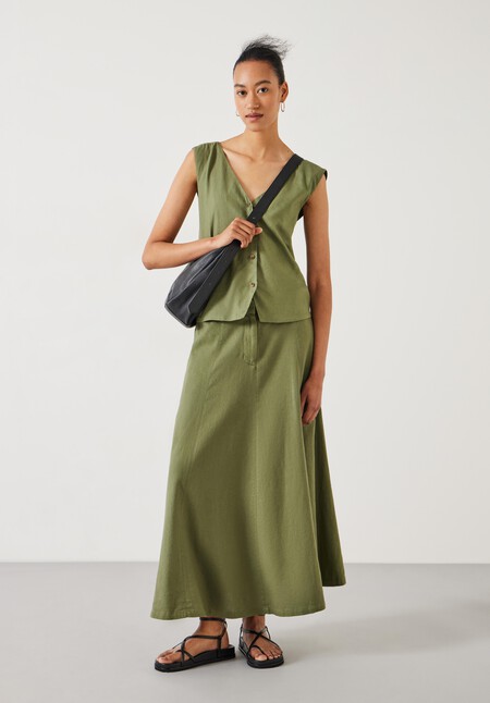 Juliah A-Line Linen Maxi Skirt