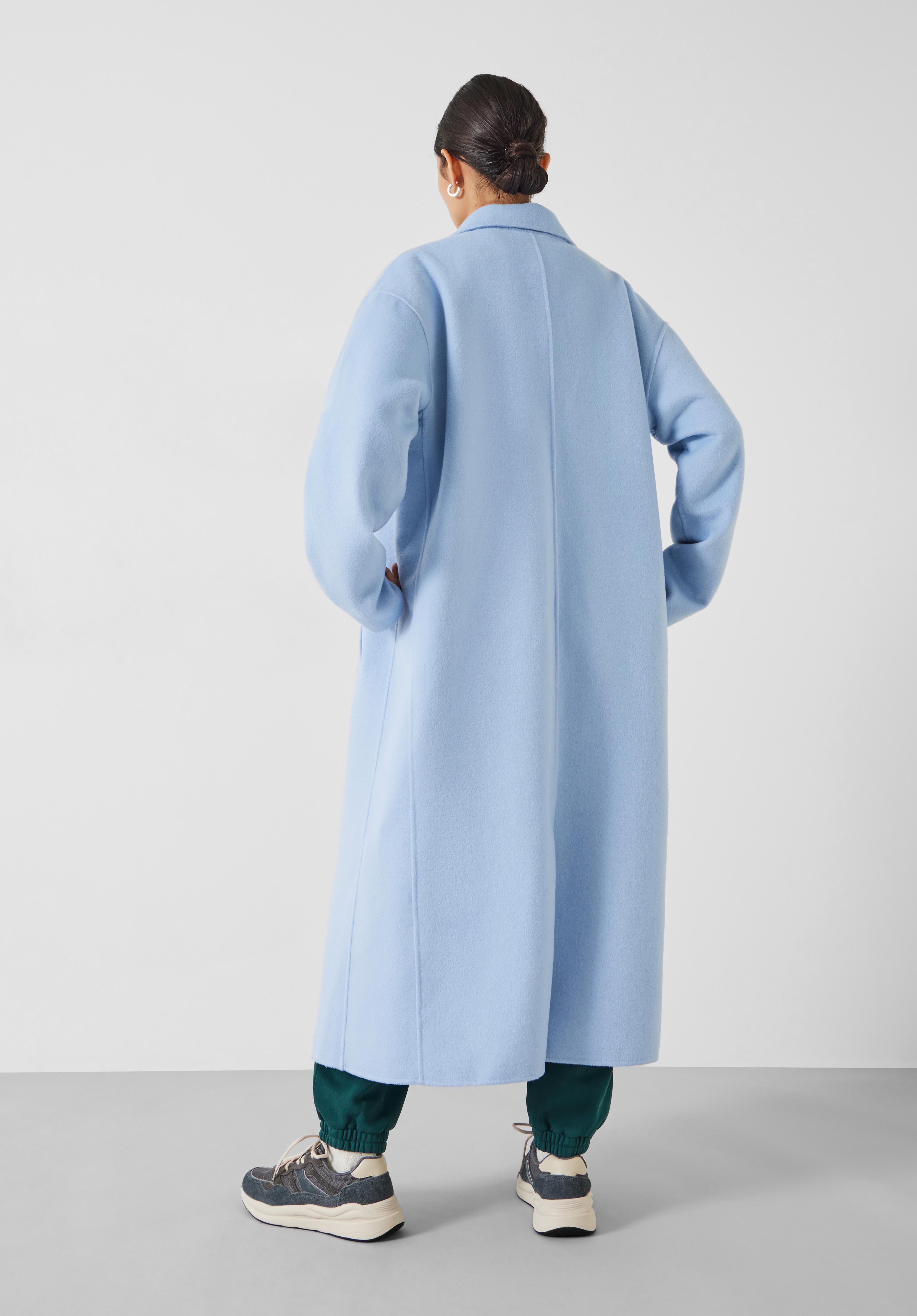 Iris Relaxed Wool Blend Double Faced Coat Blue hush