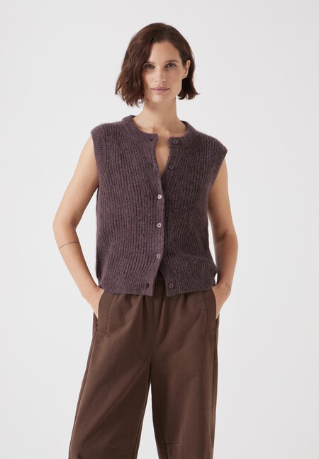 Button Through Knitted Sleeveless Cardigan