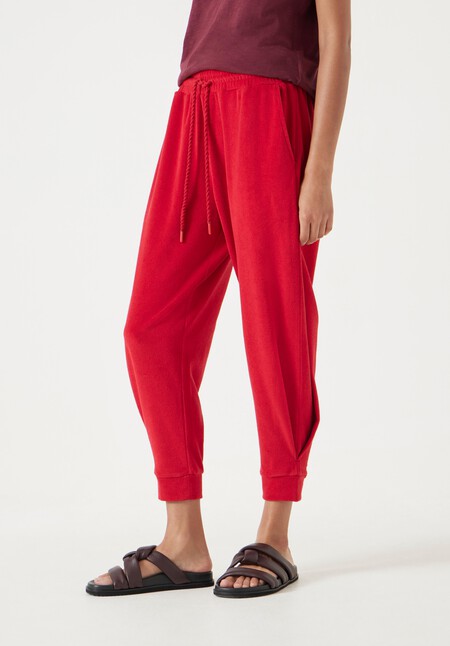 Towelling Barrel Leg Pleat Joggers