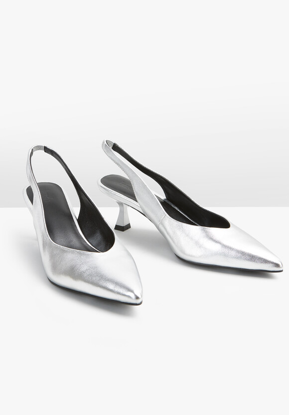 Lola Slingback Leather Kitten Heels