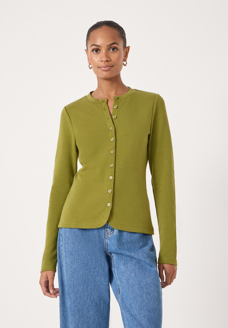 Button Detail Jersey Cardigan