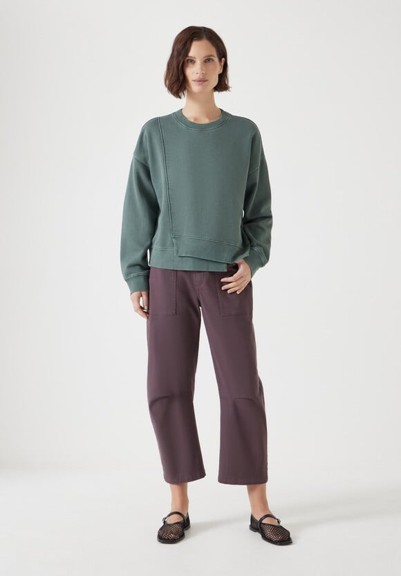 Asymmetric Layered Washed Sweatshirt