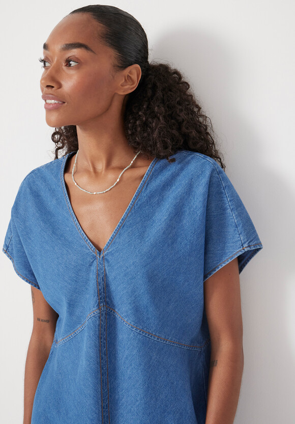 Grace V Neck Denim Dress