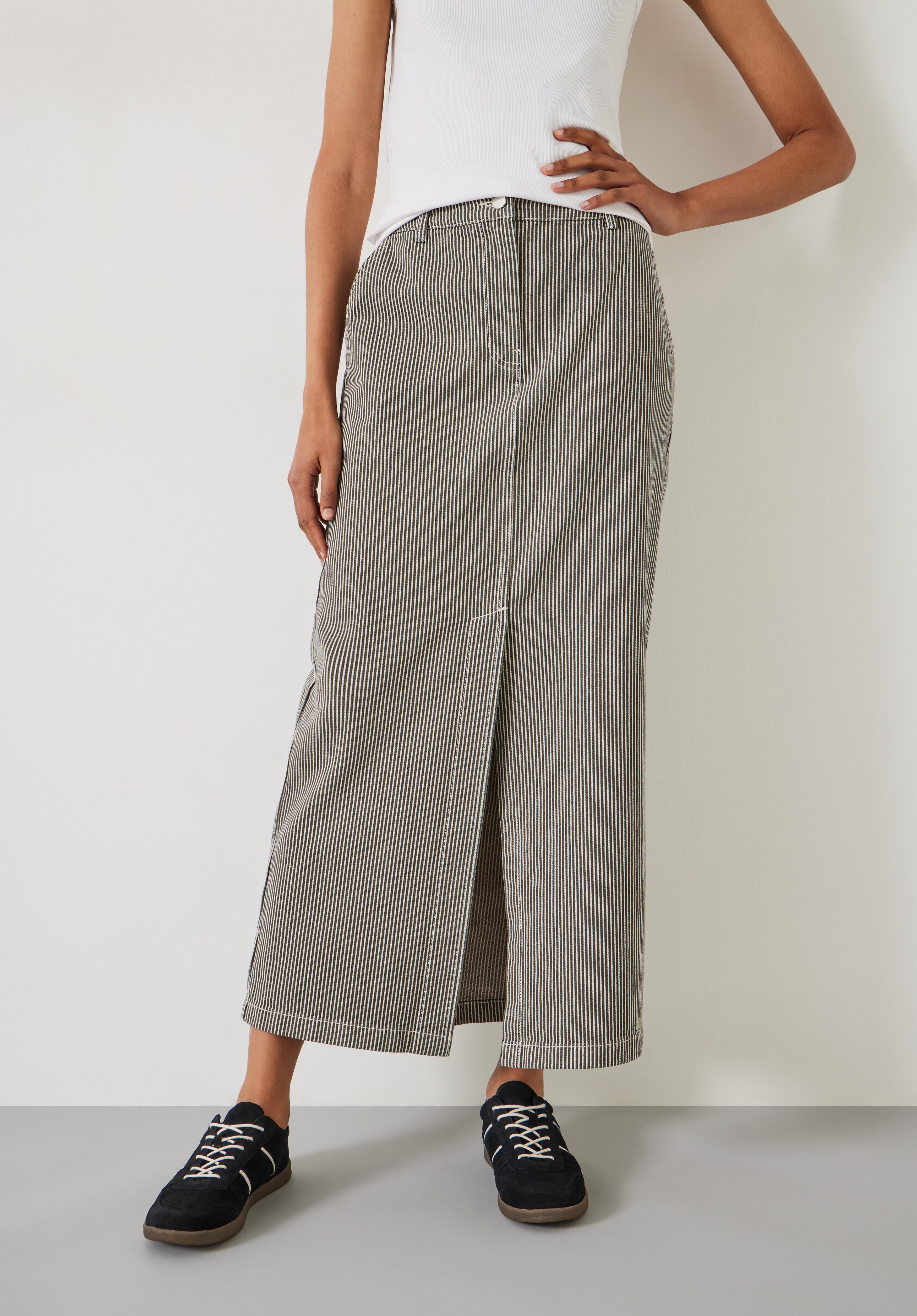 Amalia Stripe Denim Maxi Skirt Dark Olive hush
