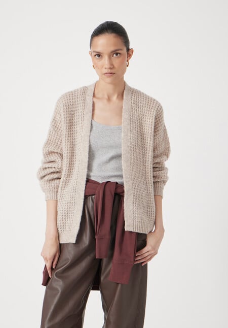 Waffle Stitch Edge to Edge Cardigan