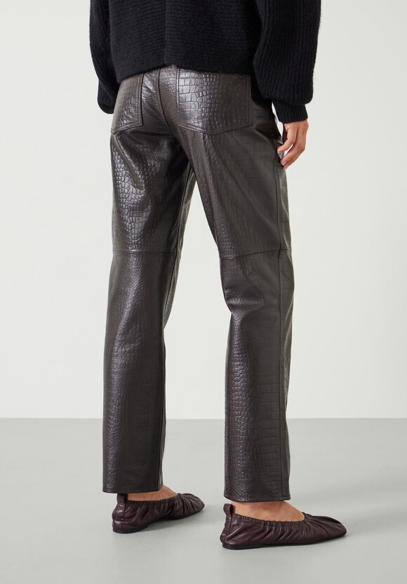 Crocodile Embossed Leather Trousers