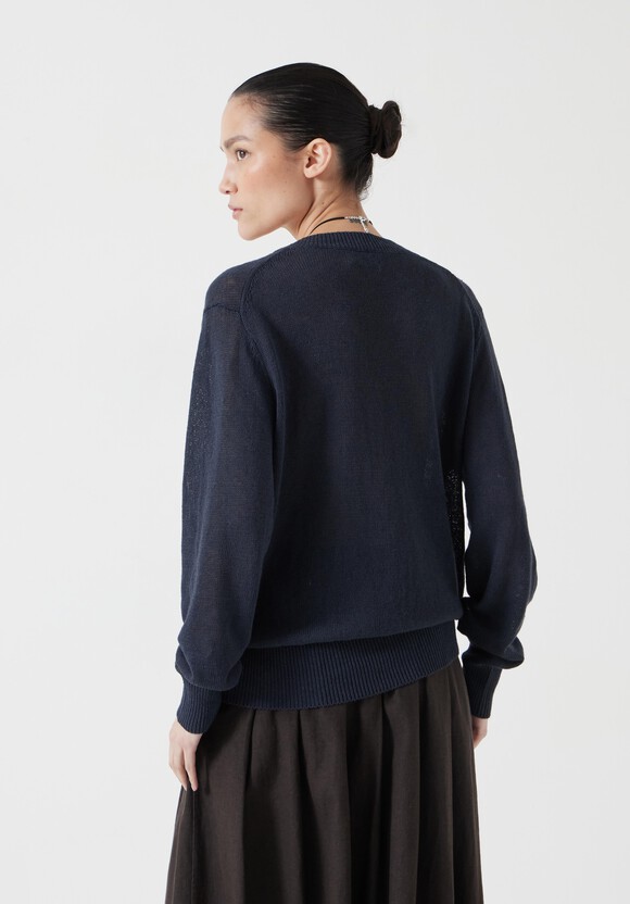 Linen Blend V Neck Jumper