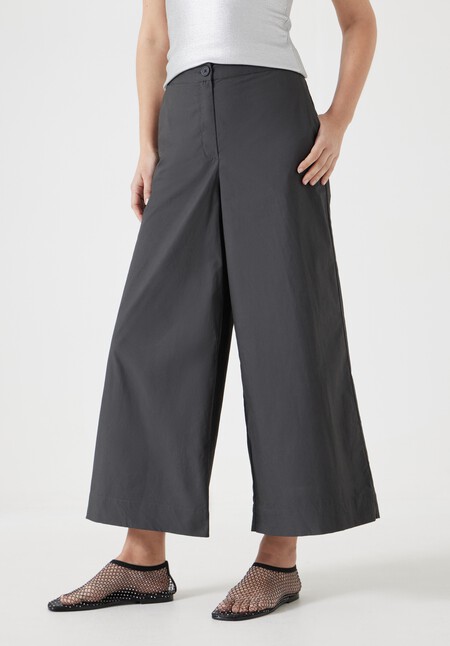 Lightweight Cotton Wide Leg Cropped Trousers
