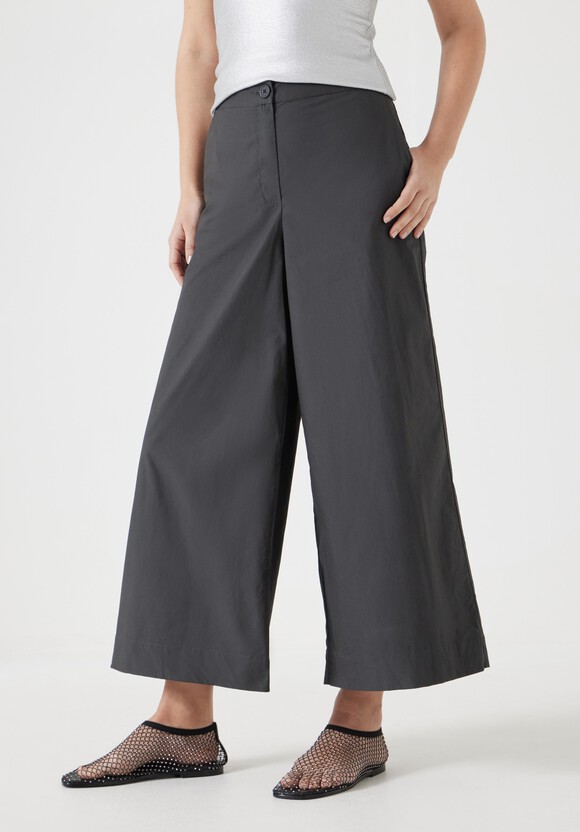 Lightweight Cotton Wide Leg Cropped Trousers