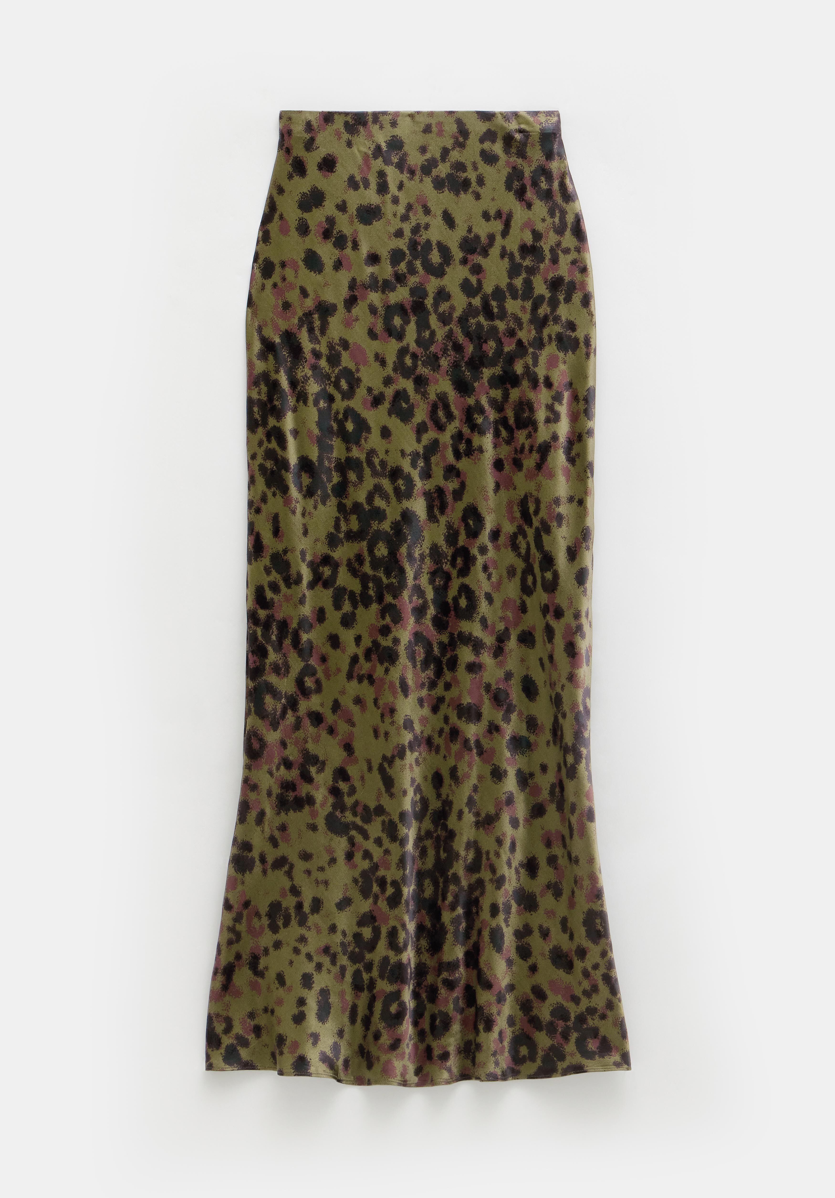 Simone Slinky Midi Skirt Khaki Animal hush
