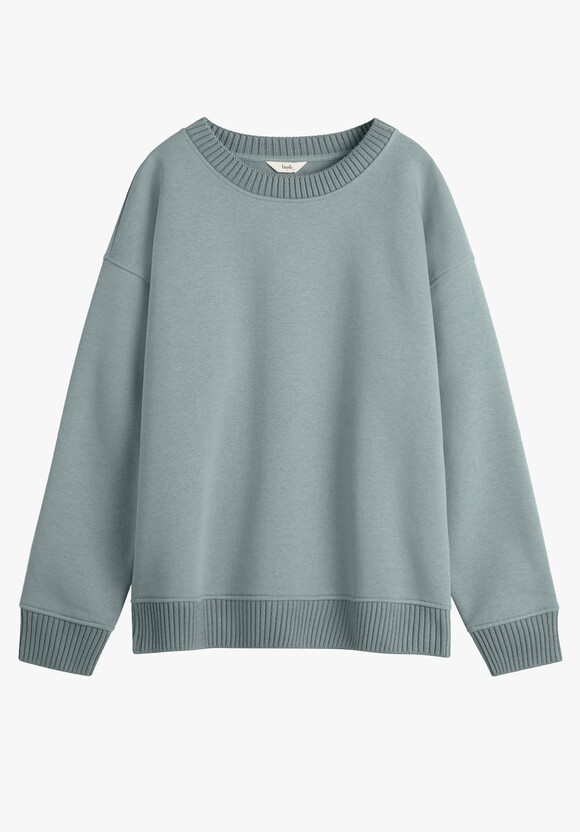 Isabelle Knitted Trim Sweatshirt | Blue Smoke | hush