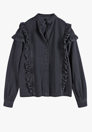 Frilled Denim Blouse