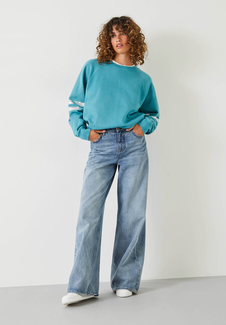 Metallic Stripe Relaxed Sweatshirt