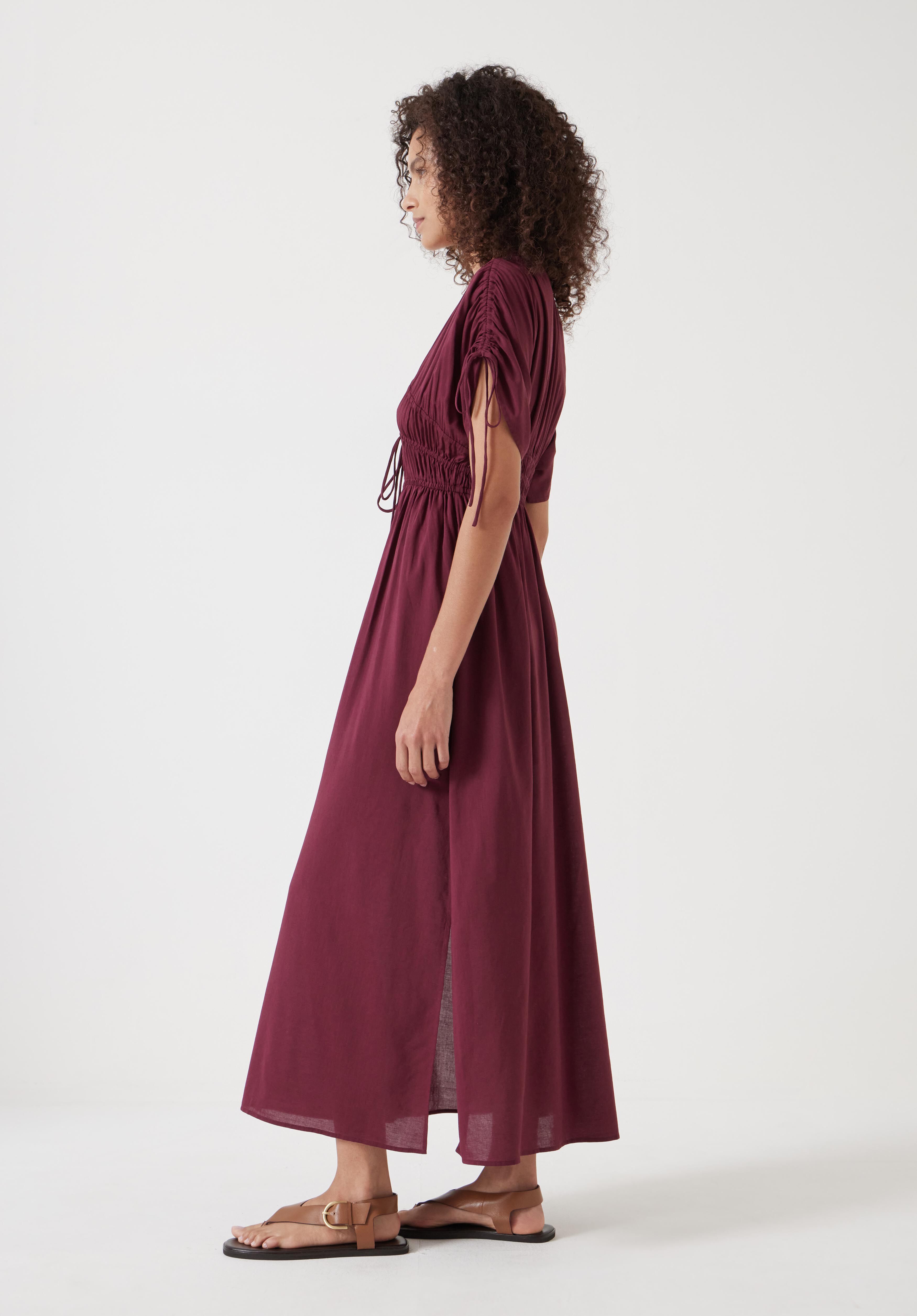 Women's Pure Cotton Casual Maxi Dress Long Dress Crew Neck