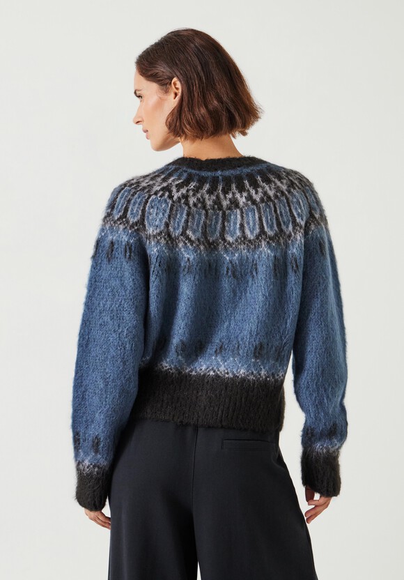 Chloe Brushed Fairisle Cropped Cardigan