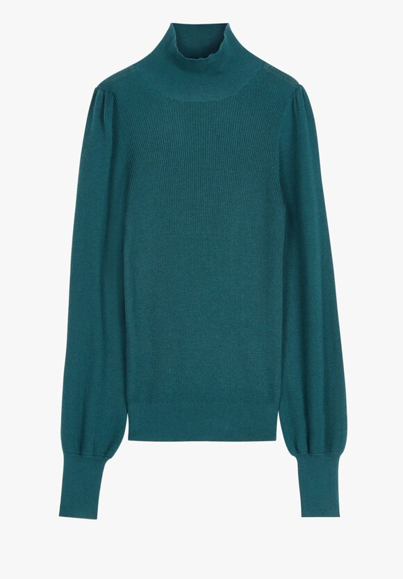 Ribbed Sleeve Roll Neck Jumper