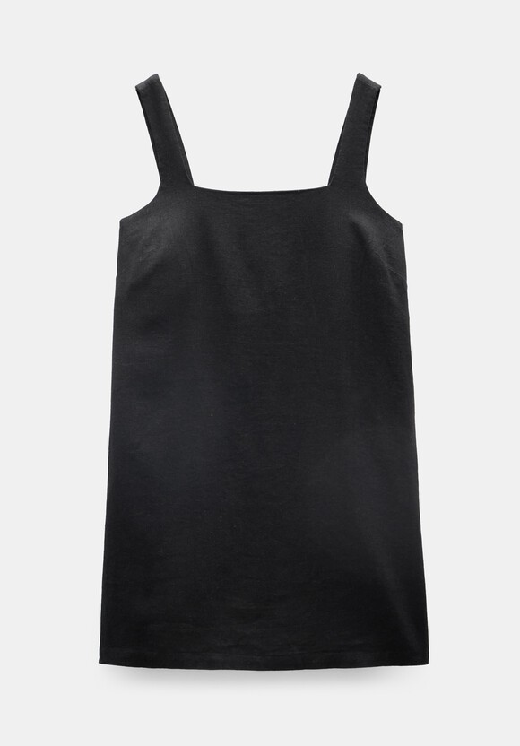 Square Neck Linen Blend Mini Dress