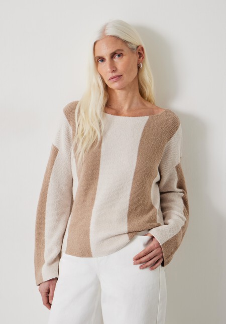 Everlee Striped Boat Neck Cotton Jumper