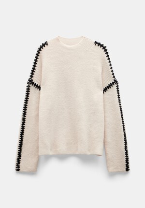 Celine Contrast Stitch Wool Blend Jumper