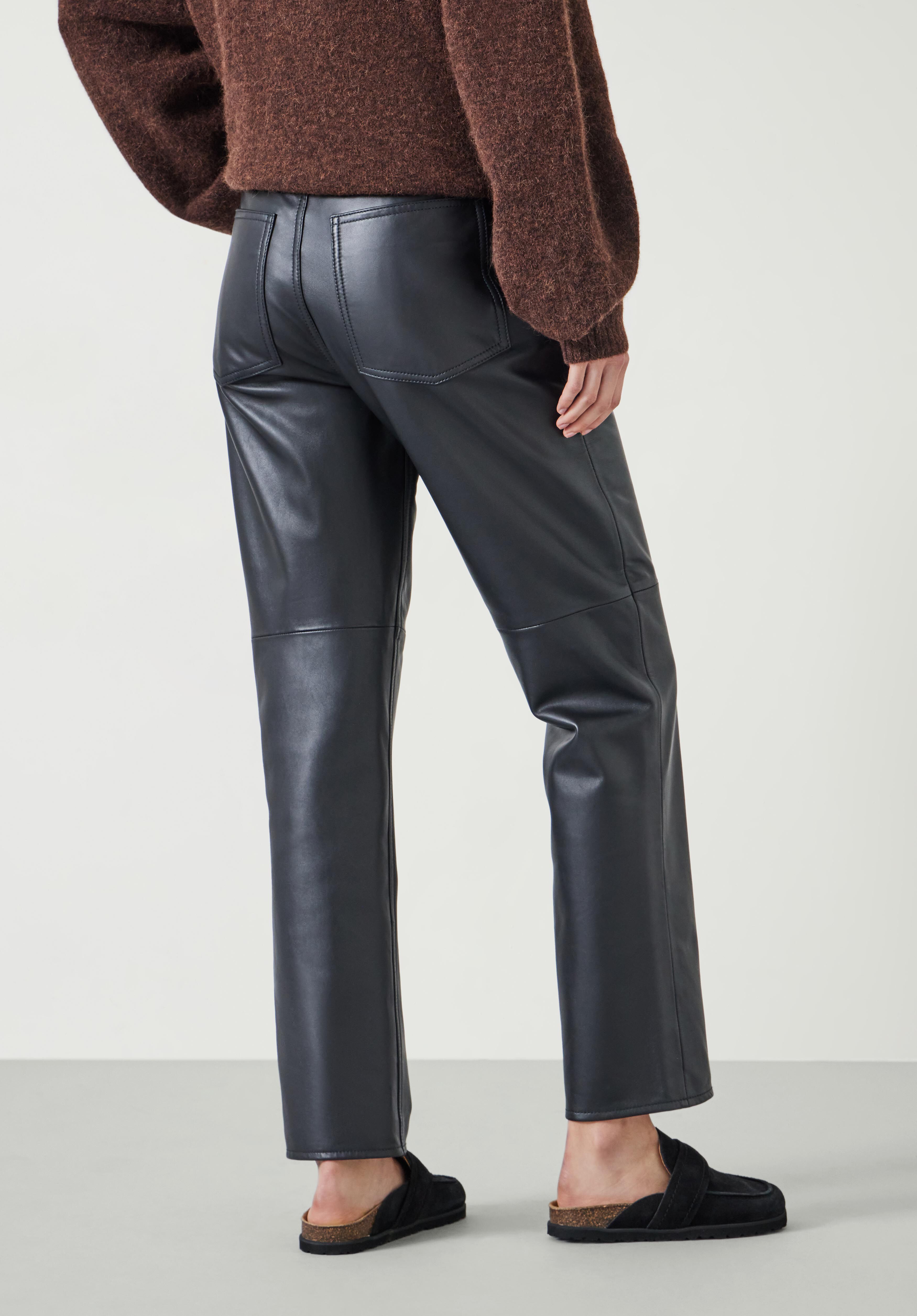 Colette Leather Straight Leg Trouser | Black | hush Colette Leather Straight Leg Trouser | Black | hush