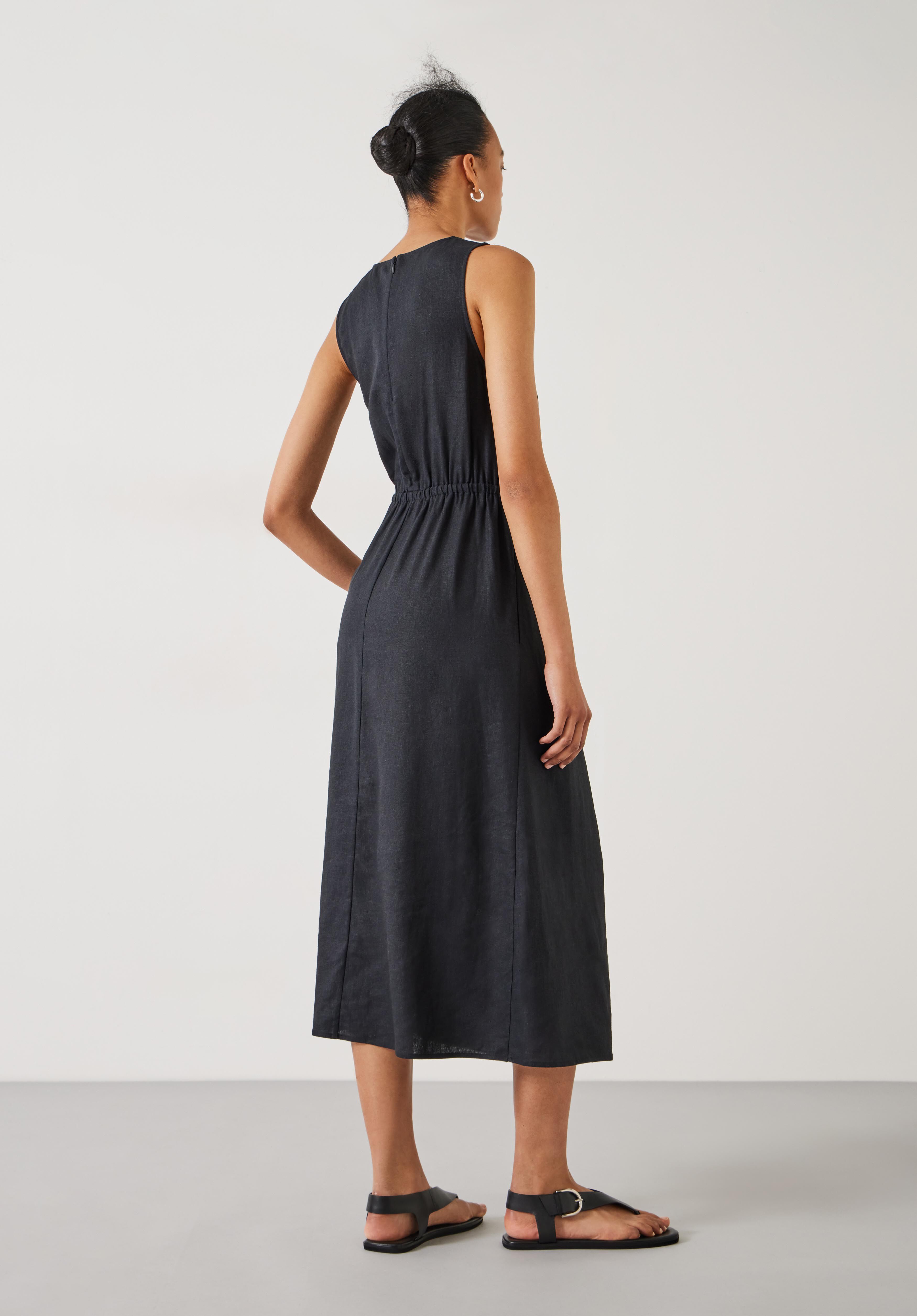 Maggie Twist Front Linen Midi Dress