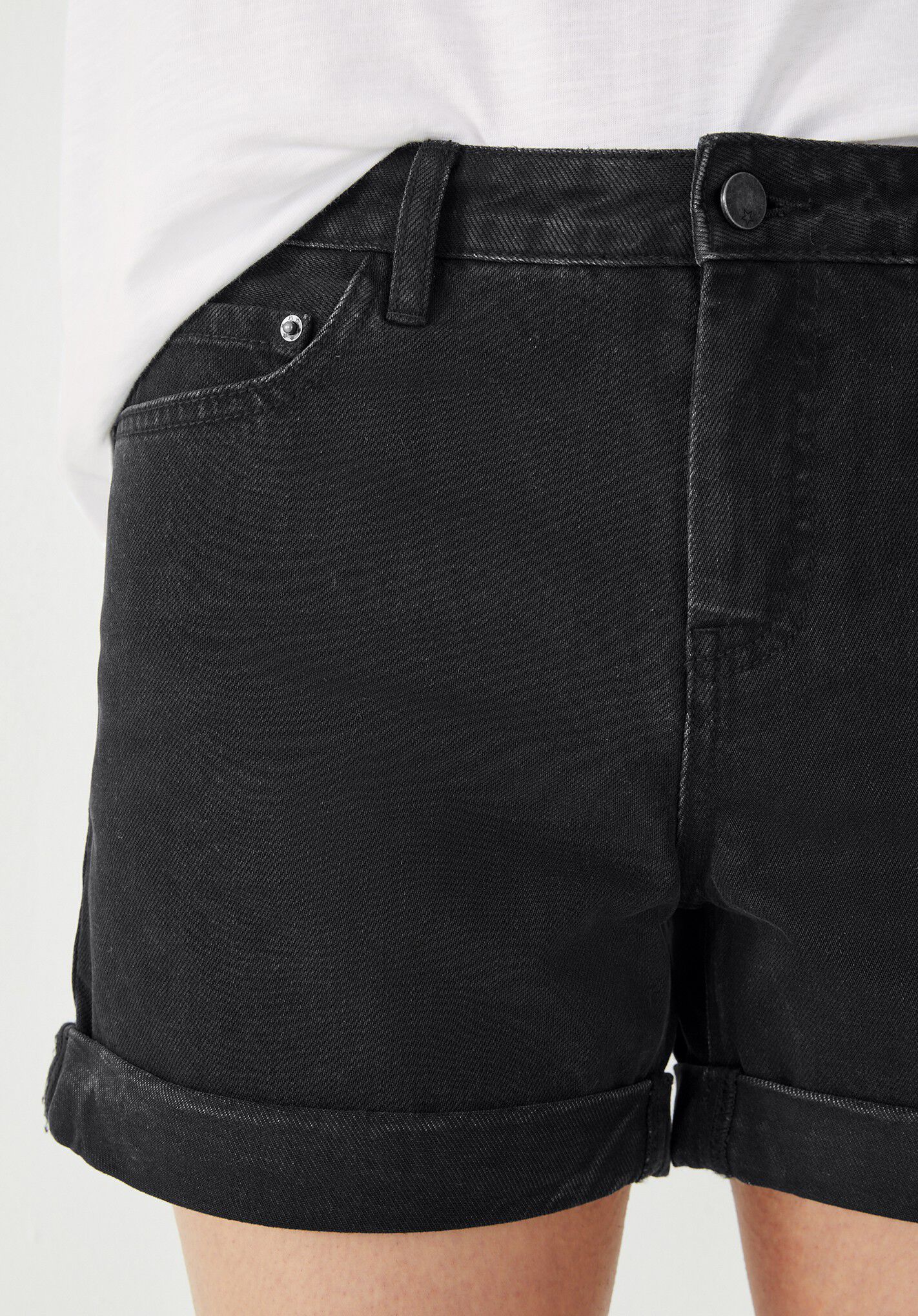 High waisted black denim shorts outlet