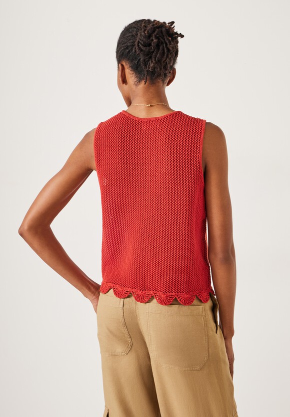 Adelina Crochet Scallop Edge Knitted Tank