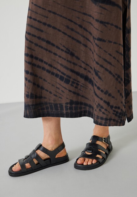 Rose Leather Cage Sandals