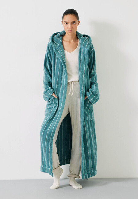 Renée Striped Cotton Towelling Robe